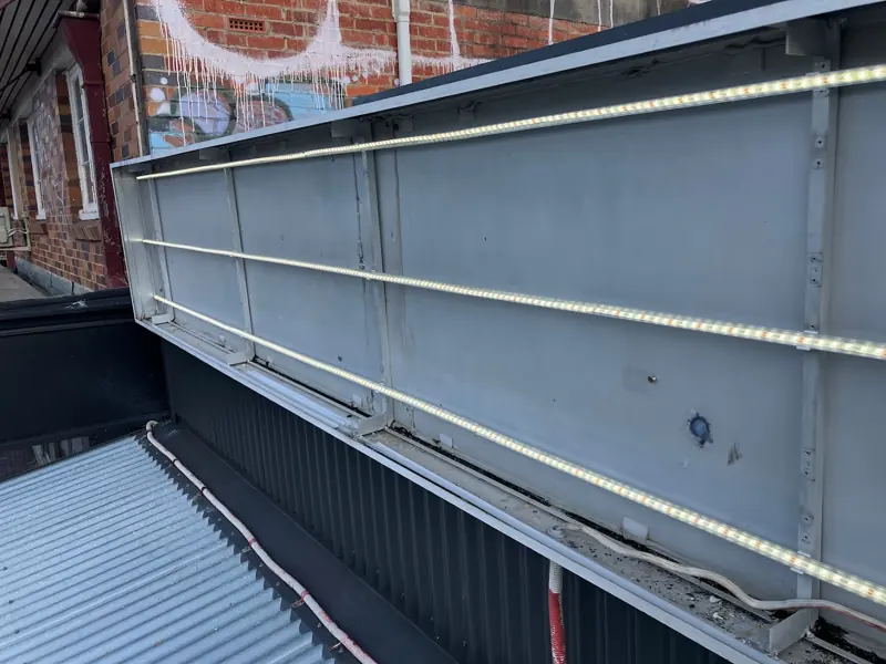 Commercial sign lighting upgraded from fluorescent to LED strip