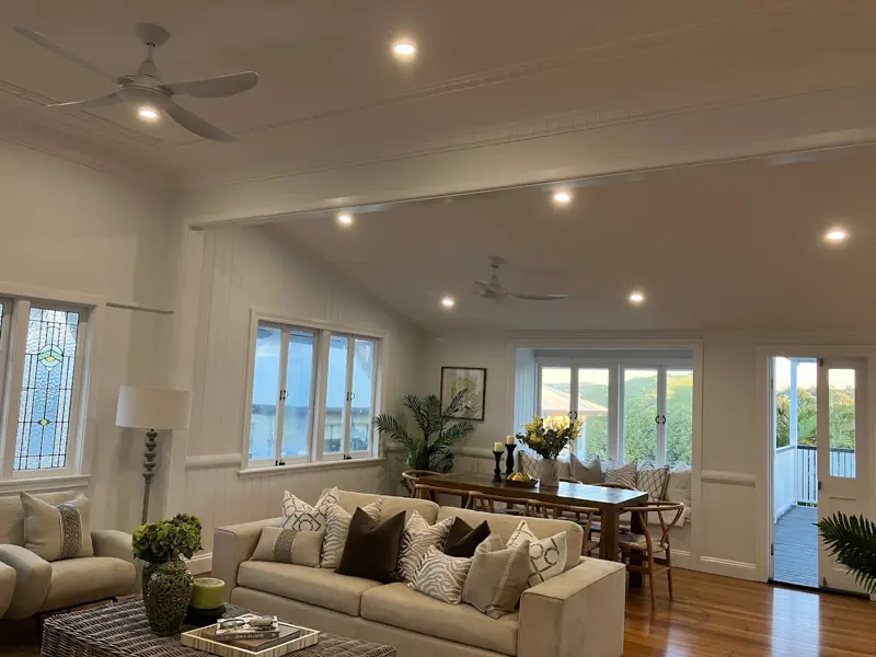 Ceiling fans and downlights