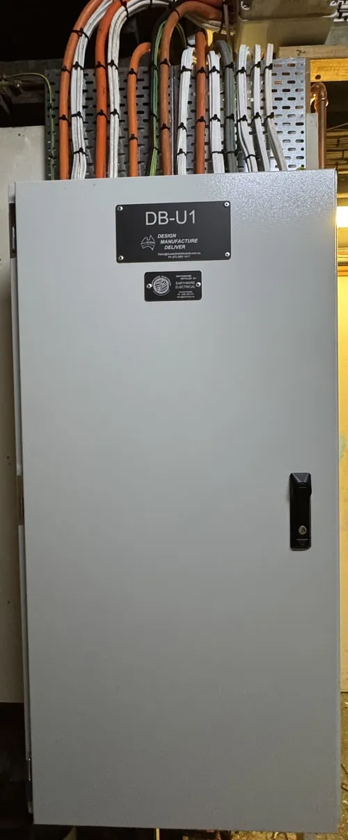 Custom-built DB-U1 distribution board installed by Earthwire Electrical