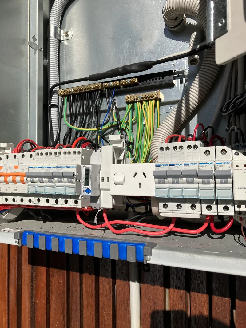 Switchboard wiring and circuit breakers during a repair
