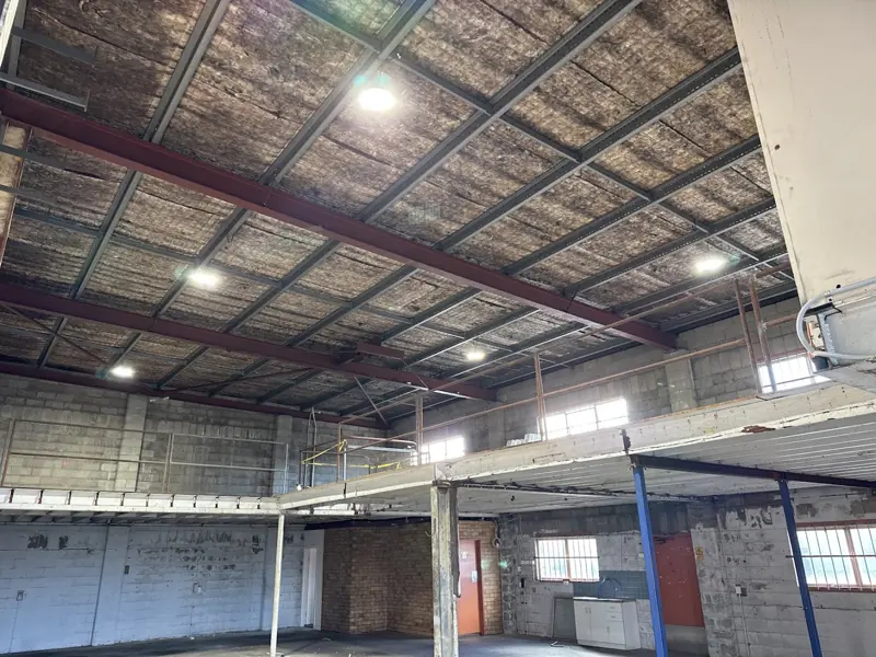 Warehouse with LED high bay lighting
